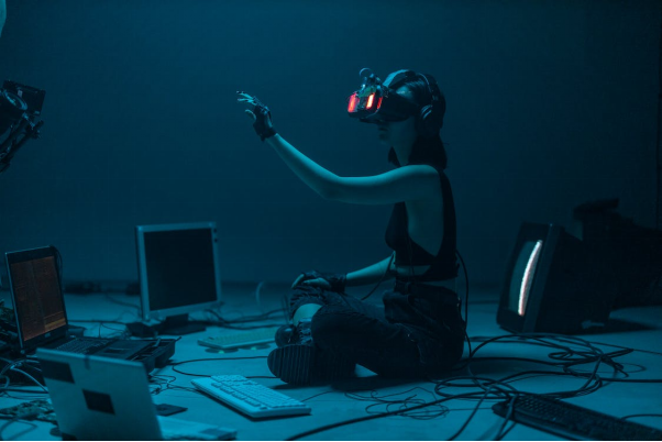 A person is playing a computer game